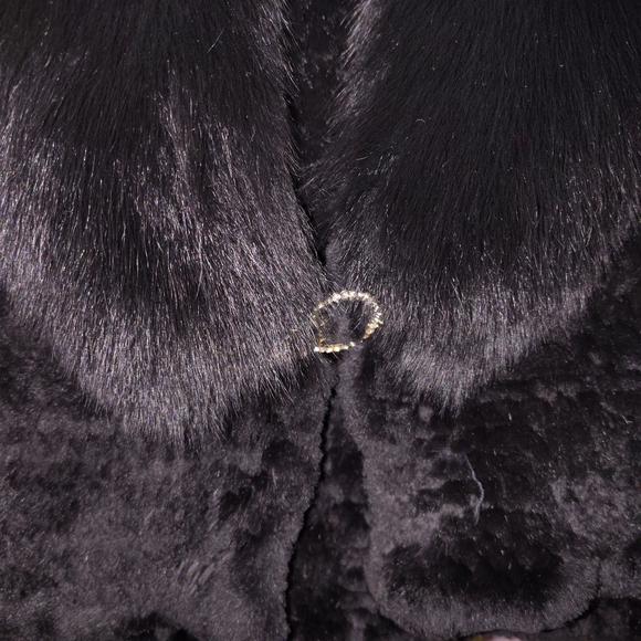 Women's Black Fur Coat Authentic Genuine Fox & Rex Rabbit 100% - Picture 16 of 16